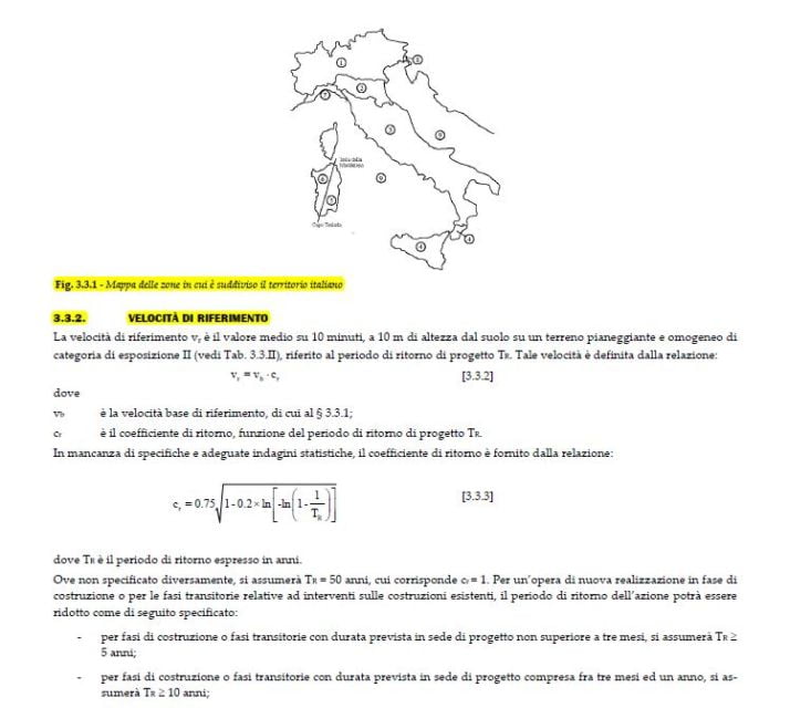 normative parametri del vento