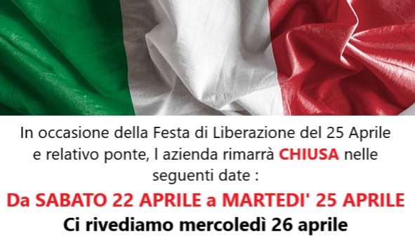 Chiusura 25 aprile !!